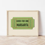 Good For One Margarita Ticket Stub Art Print - Tejas Country Club