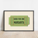Good For One Margarita Ticket Stub Art Print - Tejas Country Club