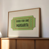 Good For One Margarita Ticket Stub Art Print - Tejas Country Club