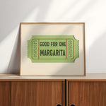 Good For One Margarita Ticket Stub Art Print - Tejas Country Club