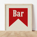 Bar Banner Tab Typography Square Art Print - Tejas Country Club