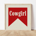 Cowgirl Banner Typography Square Home Decor Art Print Poster - Tejas Country Club