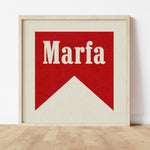 Marfa Texas Banner Typography Square Art Home Decor Print Poster - Tejas Country Club