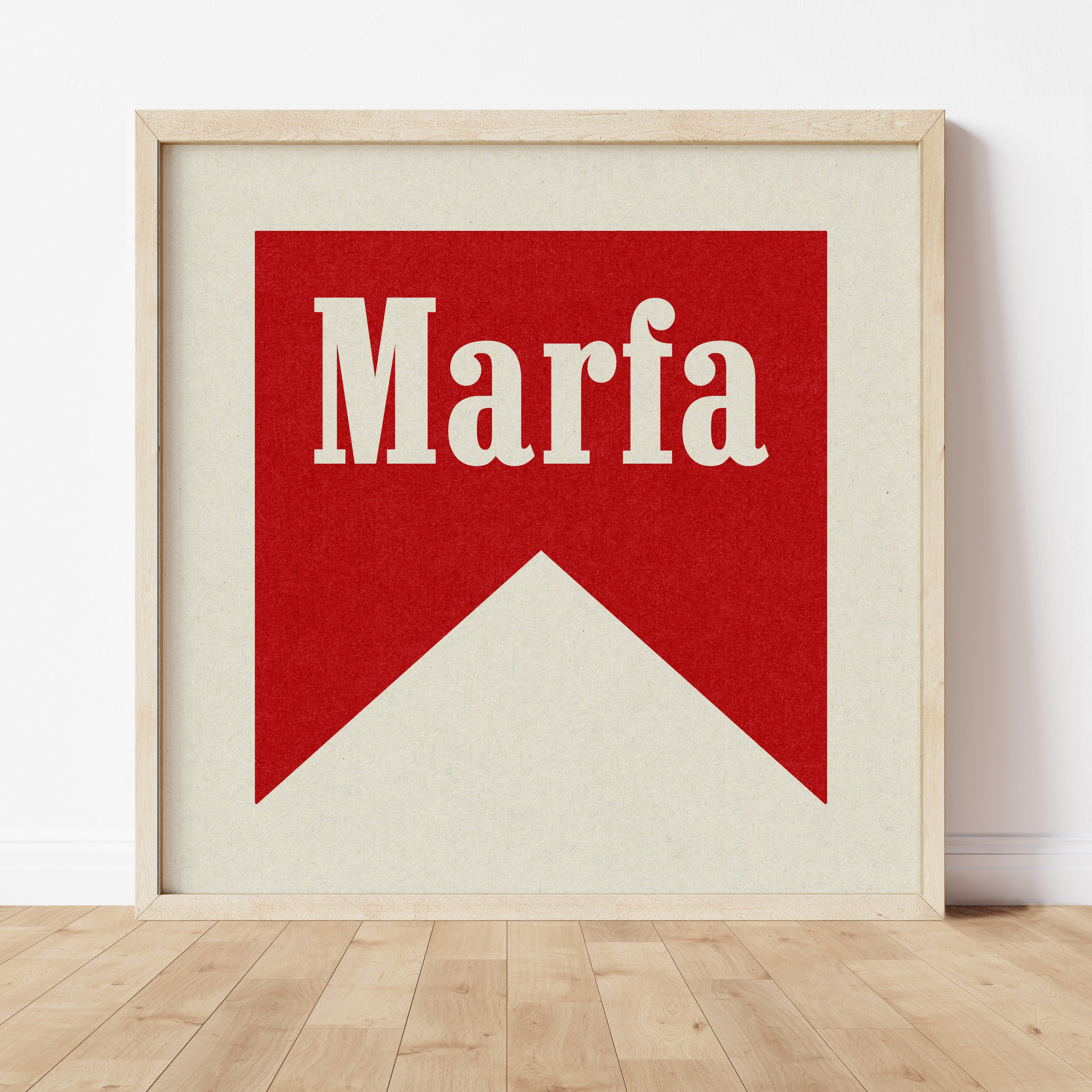 Marfa Texas Banner Typography Square Art Home Decor Print Poster - Tejas Country Club