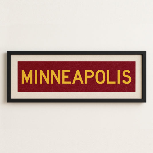 Framed Minneapolis Maroon Bus Scroll - Tejas Country Club