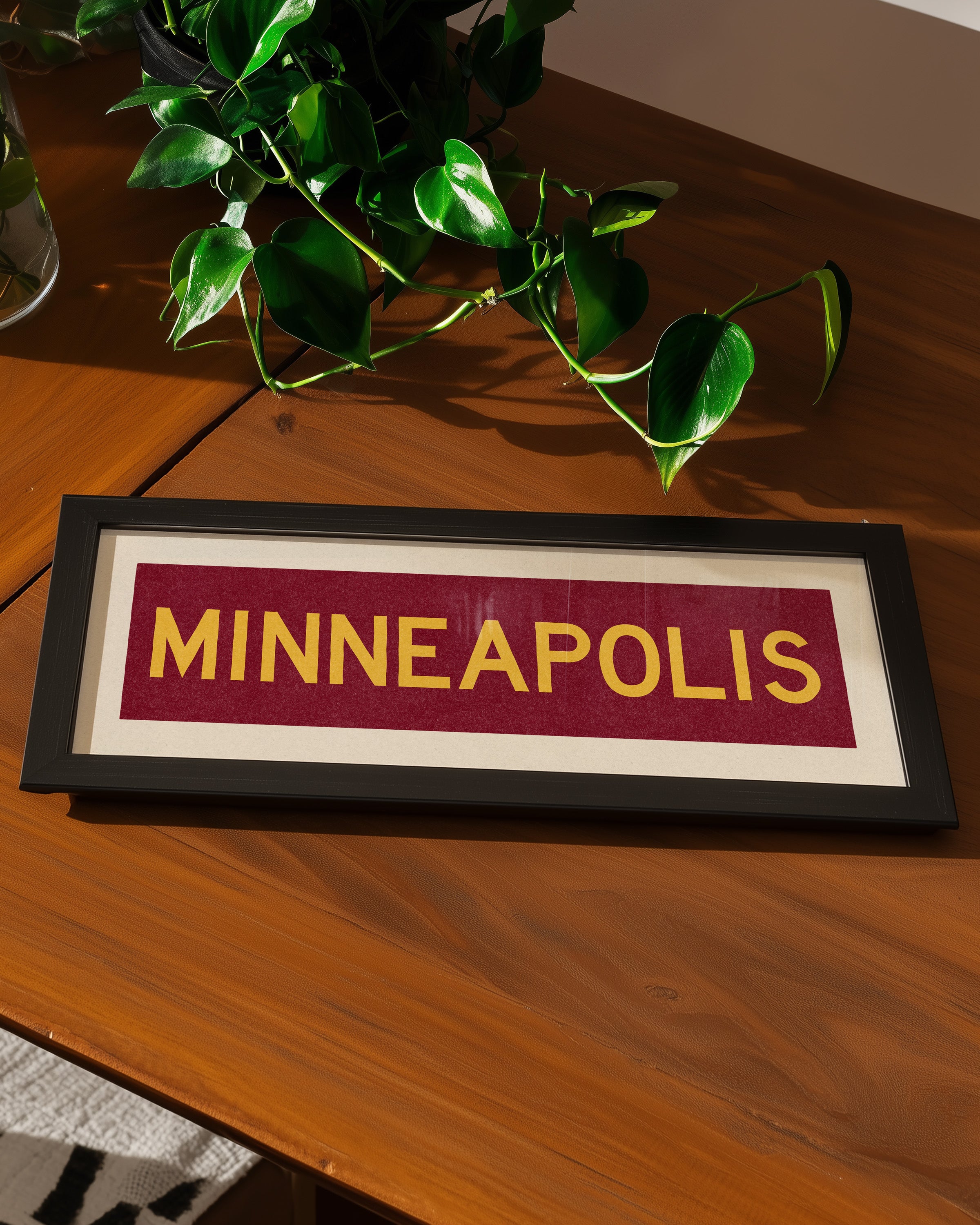 Framed Minneapolis Maroon Bus Scroll - Tejas Country Club