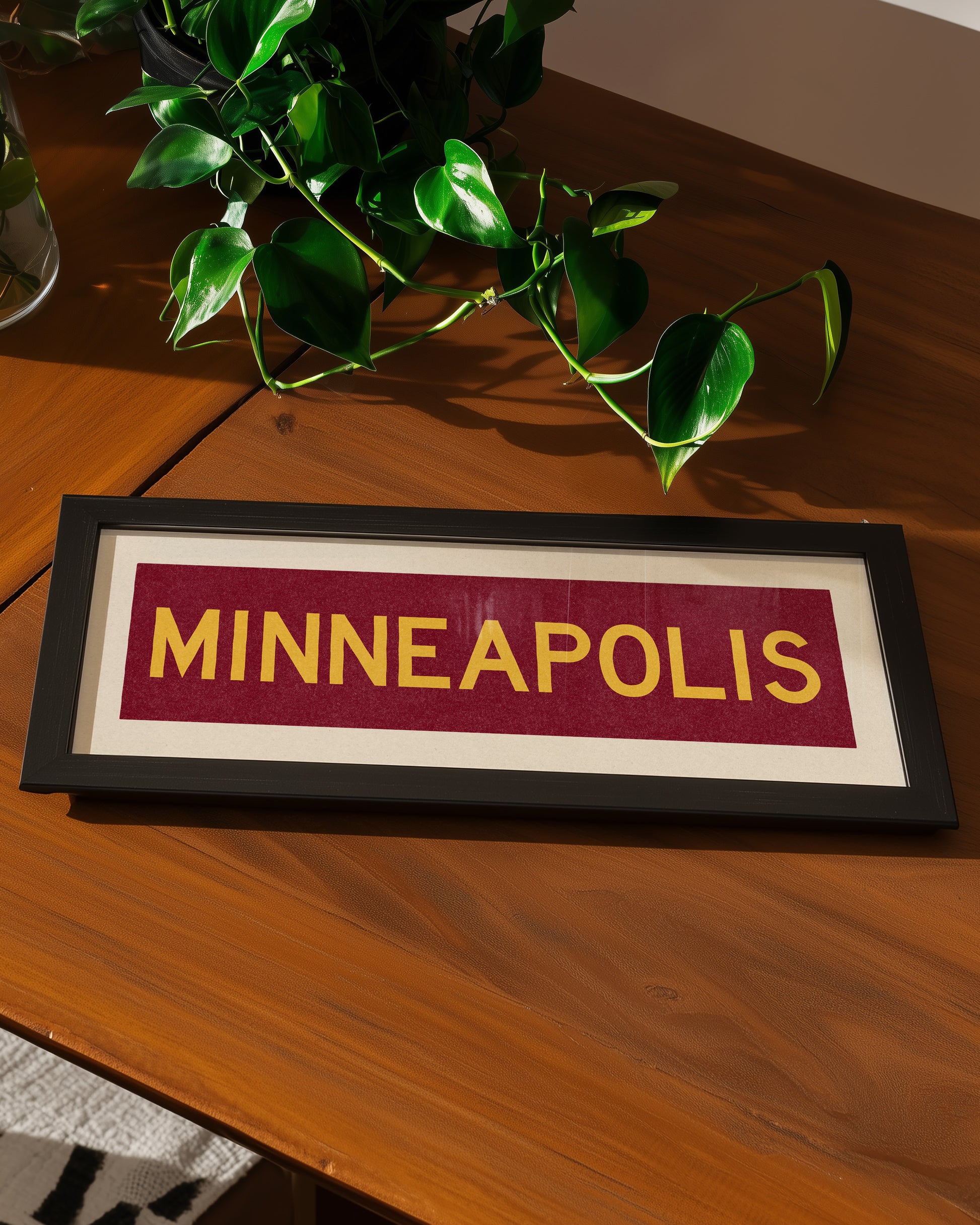 Framed Minneapolis Maroon Bus Scroll - Tejas Country Club