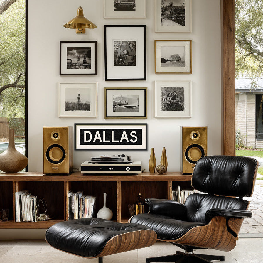 Framed Dallas Bus Scroll Sign