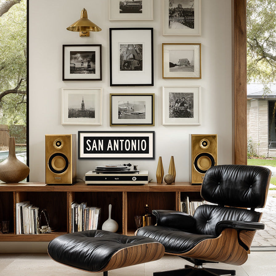 Framed San Antonio Bus Scroll Sign