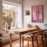 Vintage Monochromatic Desert Pink Saguaro Cactus Print - Tejas Country Club