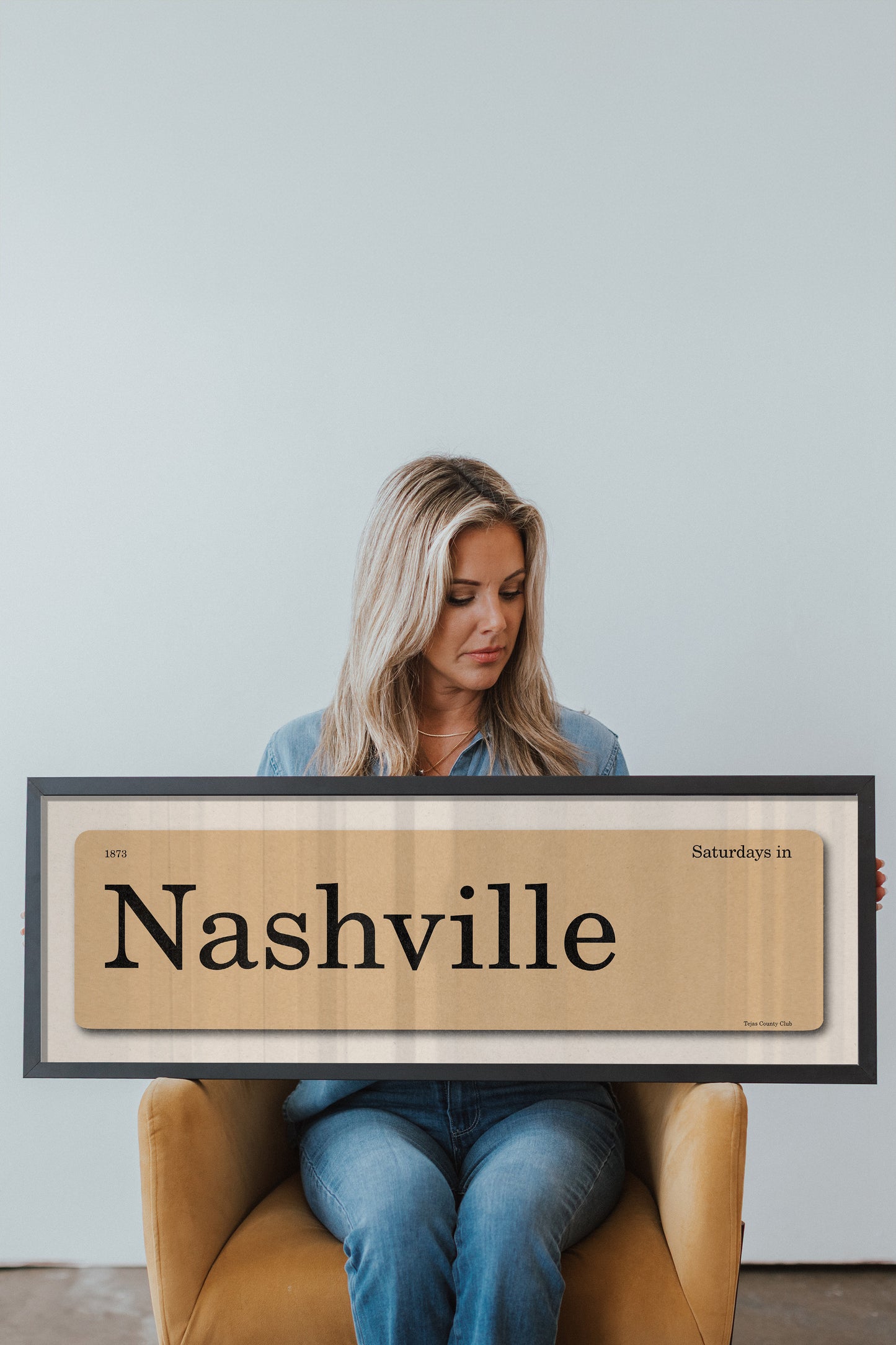 Saturdays in Nashville, Tennessee Vintage Flash Card Framed Print - Tejas Country Club