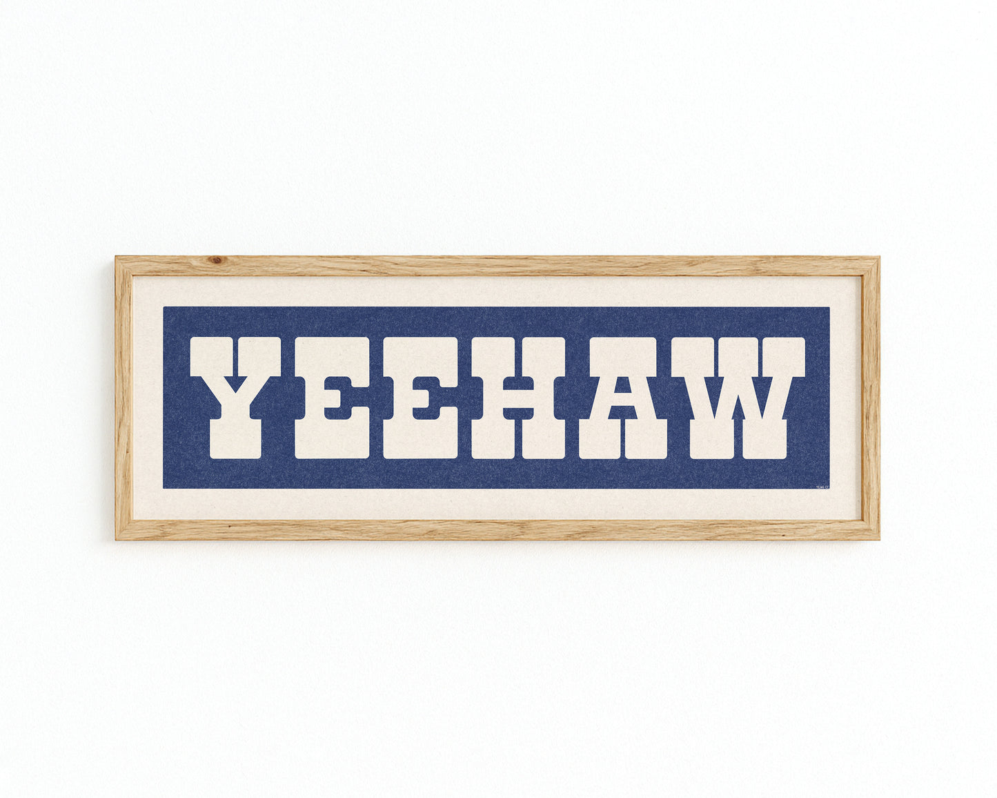 Framed YEEHAW Sign Blue & White Art Print