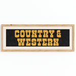 Framed COUNTRY & WESTERN Sign Black & Gold Art Print - Tejas Country Club