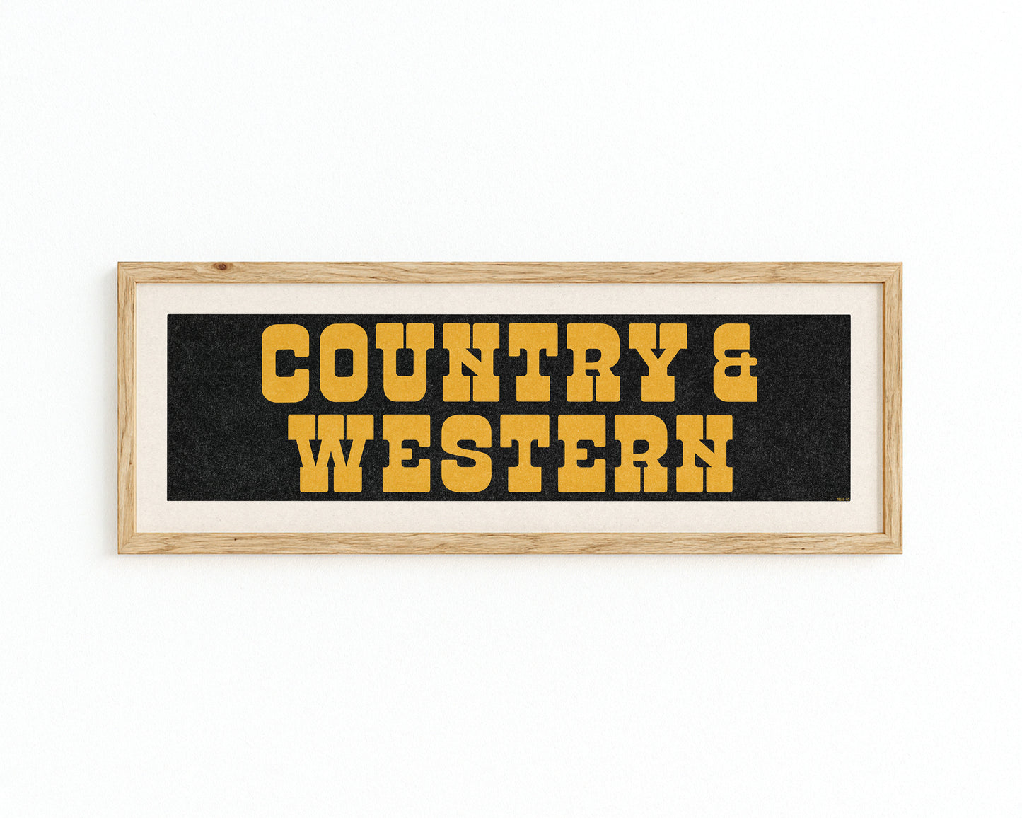 Framed COUNTRY & WESTERN Sign Black & Gold Art Print