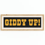 Framed GIDDY UP! Sign Black & Gold Art Print - Tejas Country Club