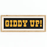 Framed GIDDY UP! Sign Black & Gold Art Print - Tejas Country Club