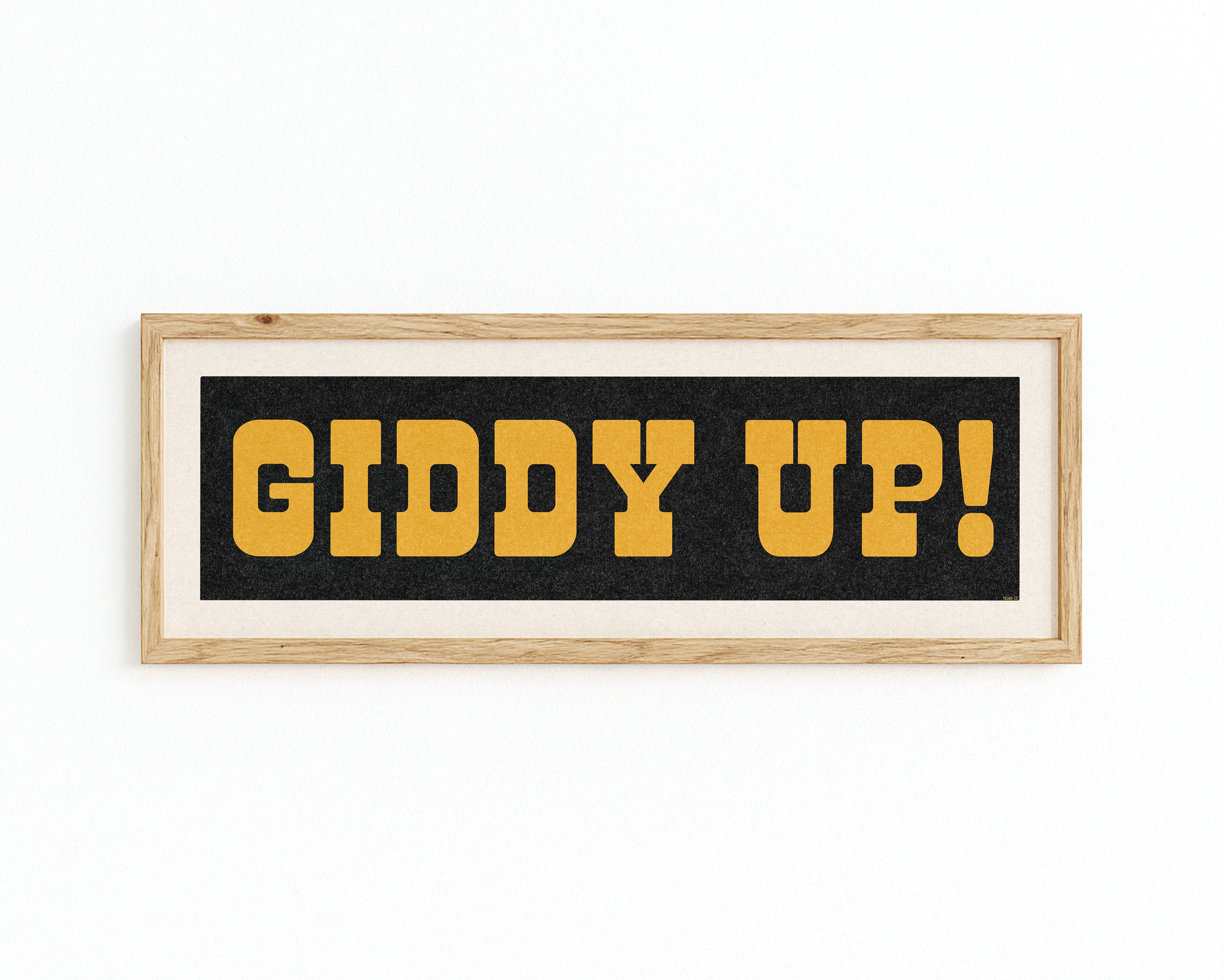 Framed GIDDY UP! Sign Black & Gold Art Print - Tejas Country Club