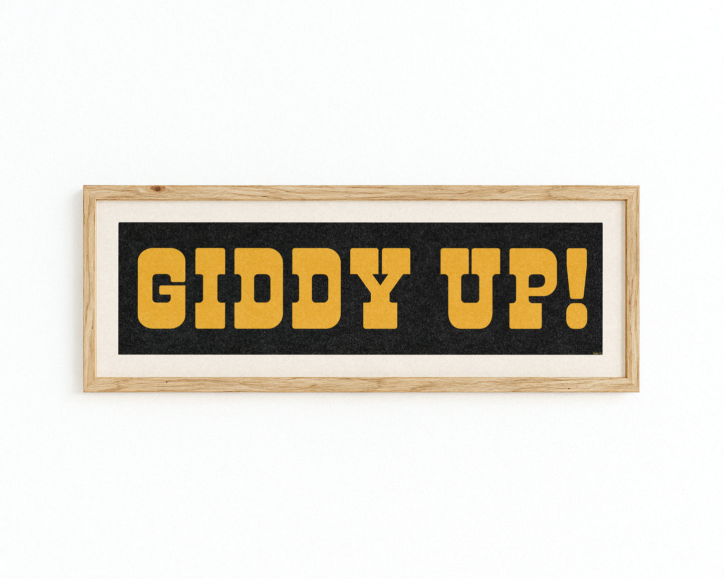Framed GIDDY UP! Sign Black & Gold Art Print