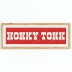 Framed HONKY TONK Sign Red & White Art Print - Tejas Country Club