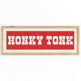 Framed HONKY TONK Sign Red & White Art Print - Tejas Country Club