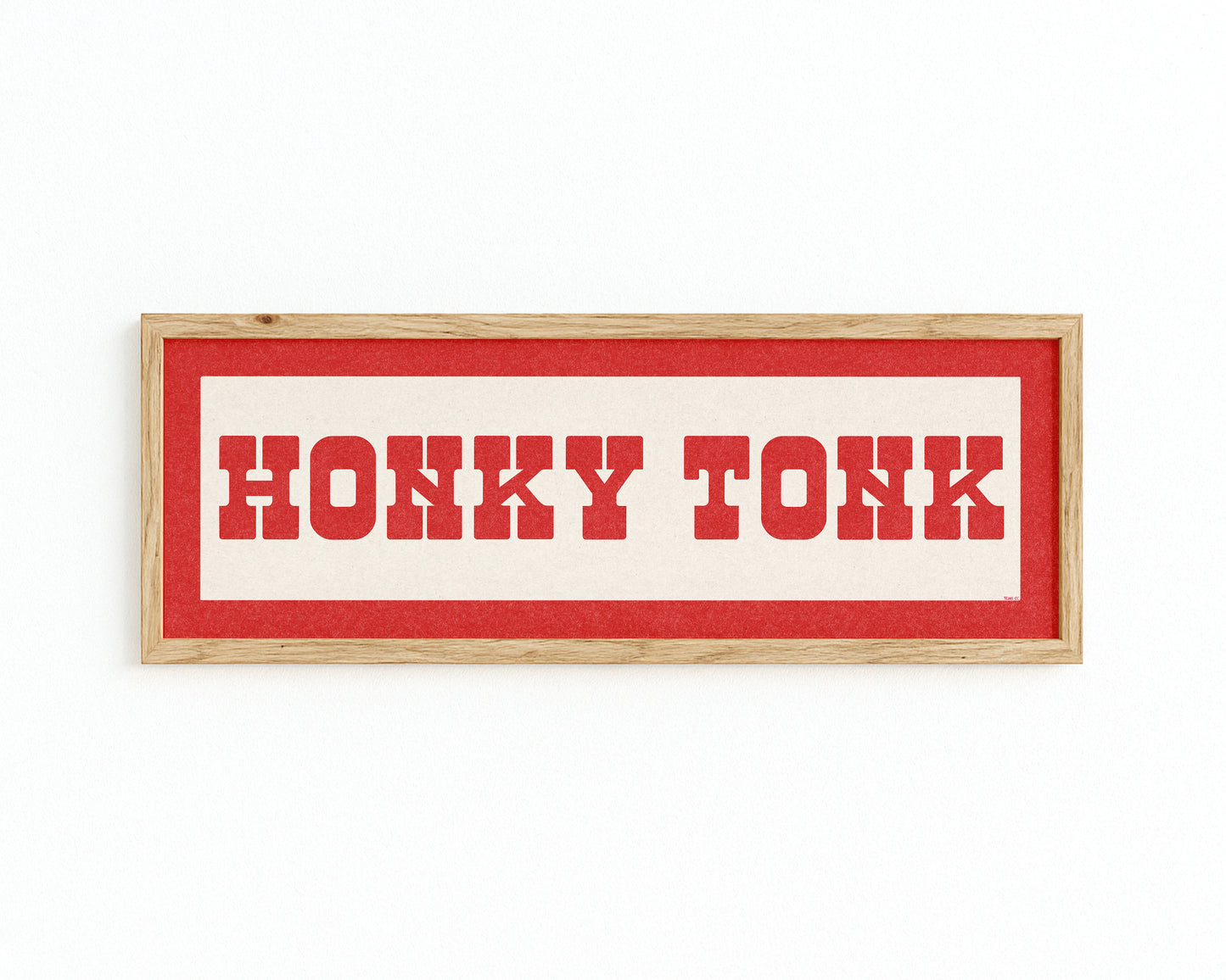 Framed HONKY TONK Sign White & Red Art Print