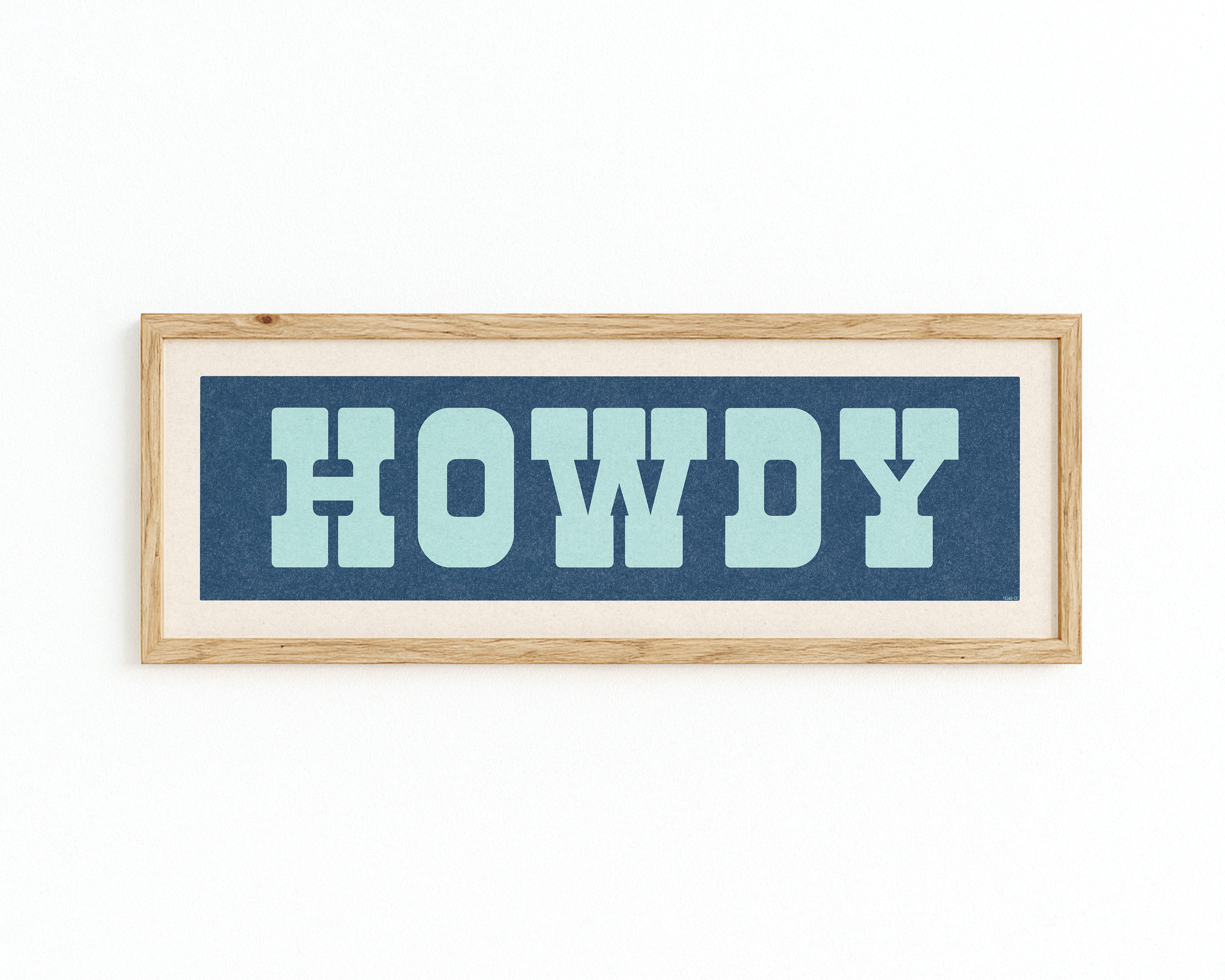 Framed HOWDY Sign Blue & Aqua Art Print - Tejas Country Club