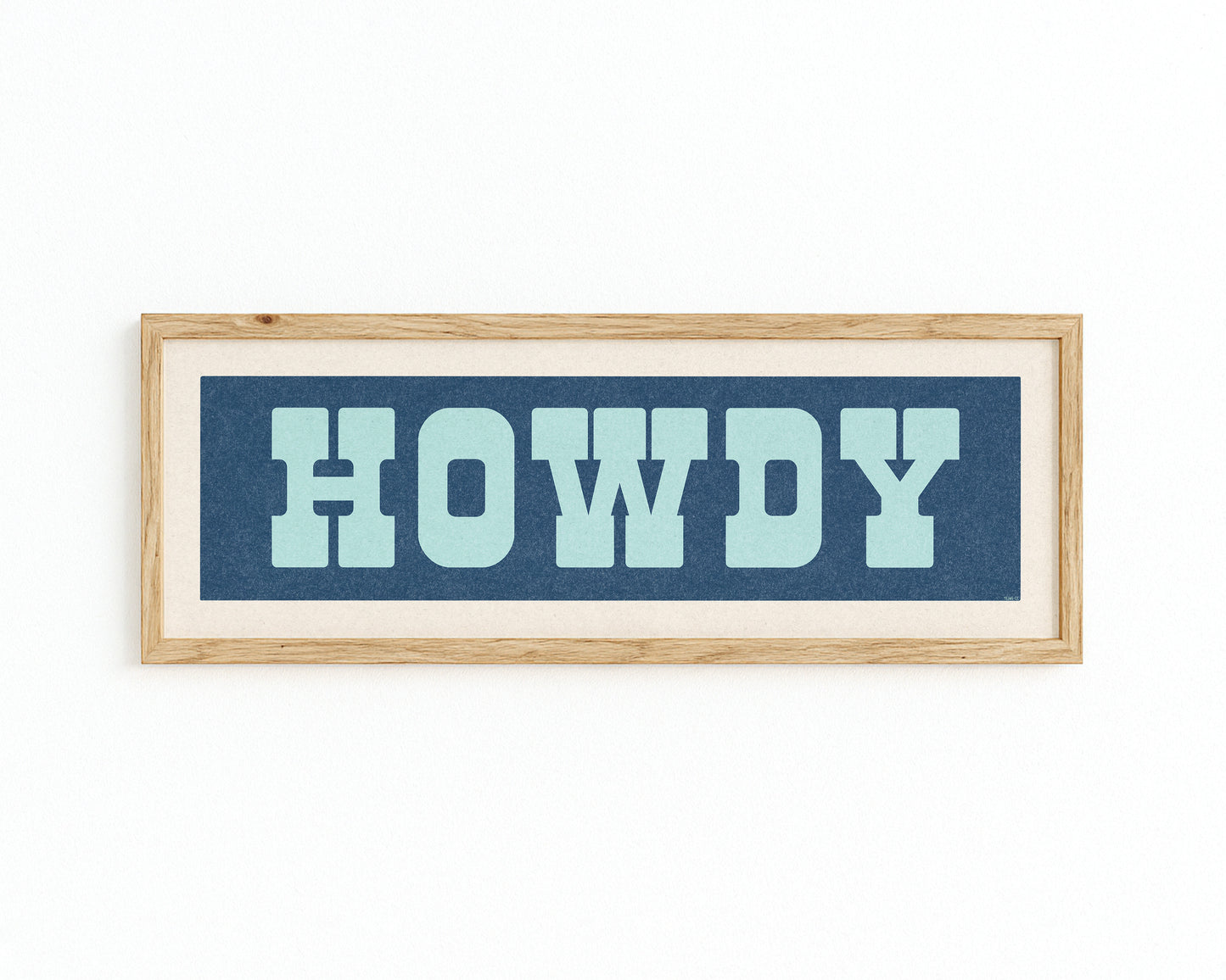 Framed HOWDY Sign Blue & Aqua Art Print