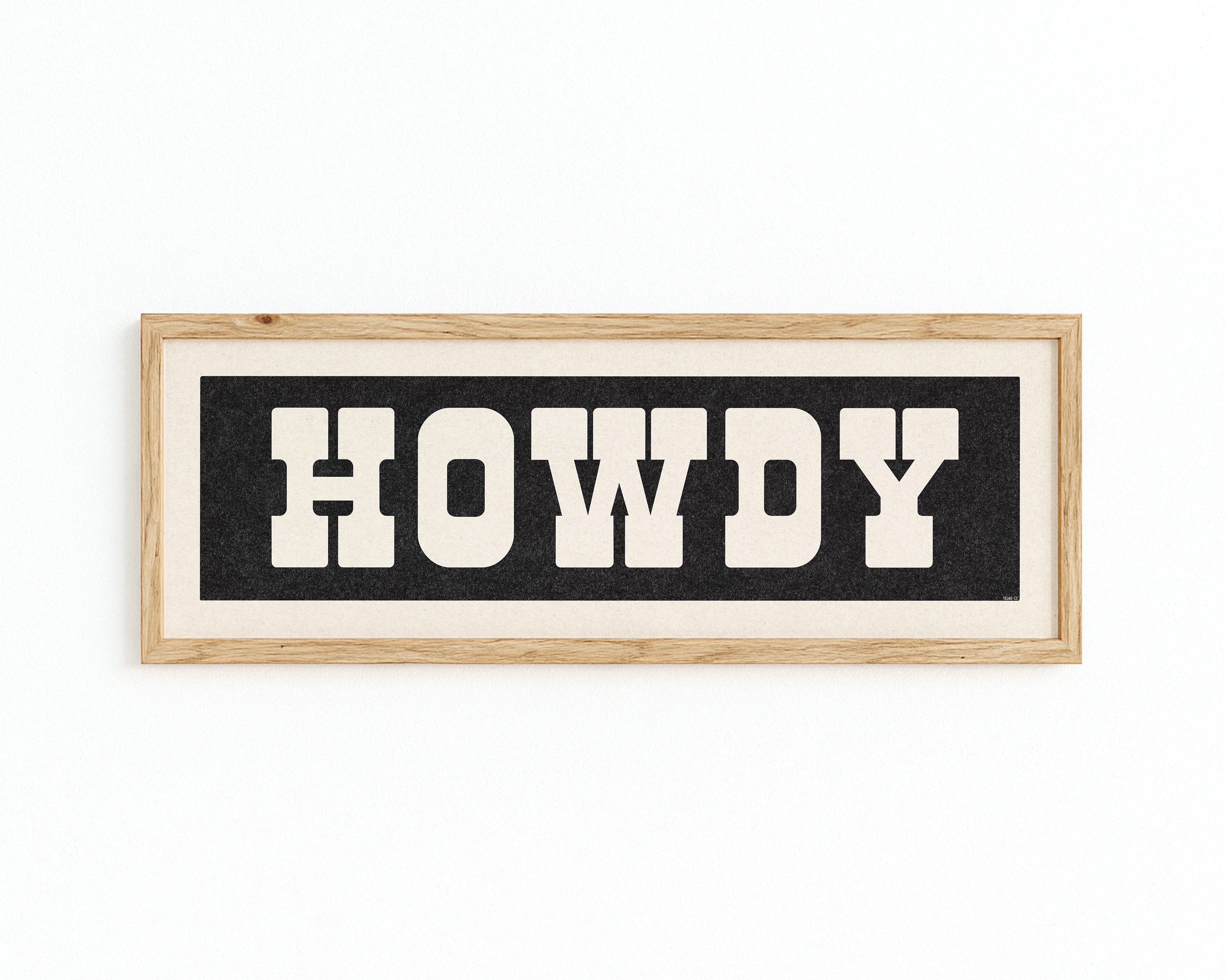 Framed HOWDY Sign Black & White Art Print - Tejas Country Club