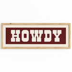 Framed HOWDY Sign Maroon & White Art Print - Tejas Country Club