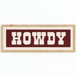 Framed HOWDY Sign Maroon & White Art Print - Tejas Country Club