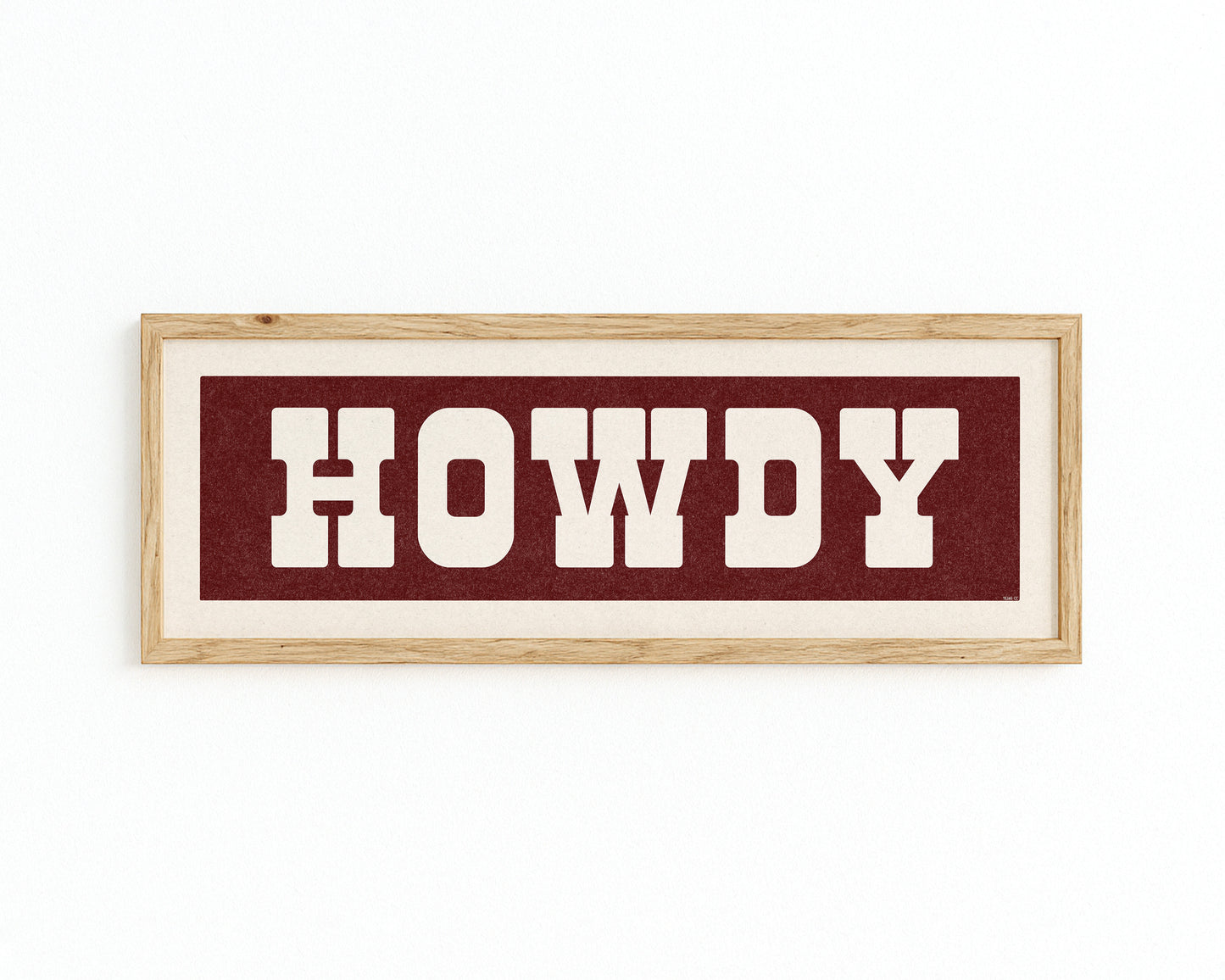 Framed HOWDY Sign Maroon & White Art Print