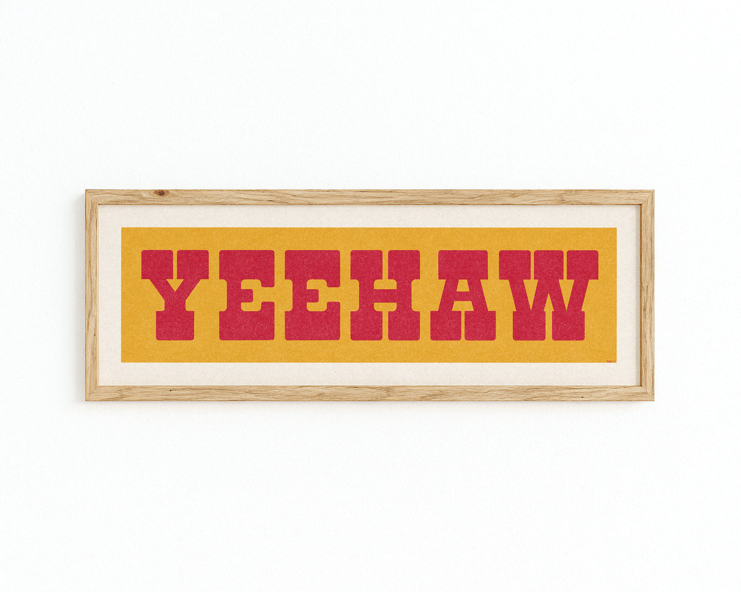 Framed YEEHAW Sign Gold & Red Art Print