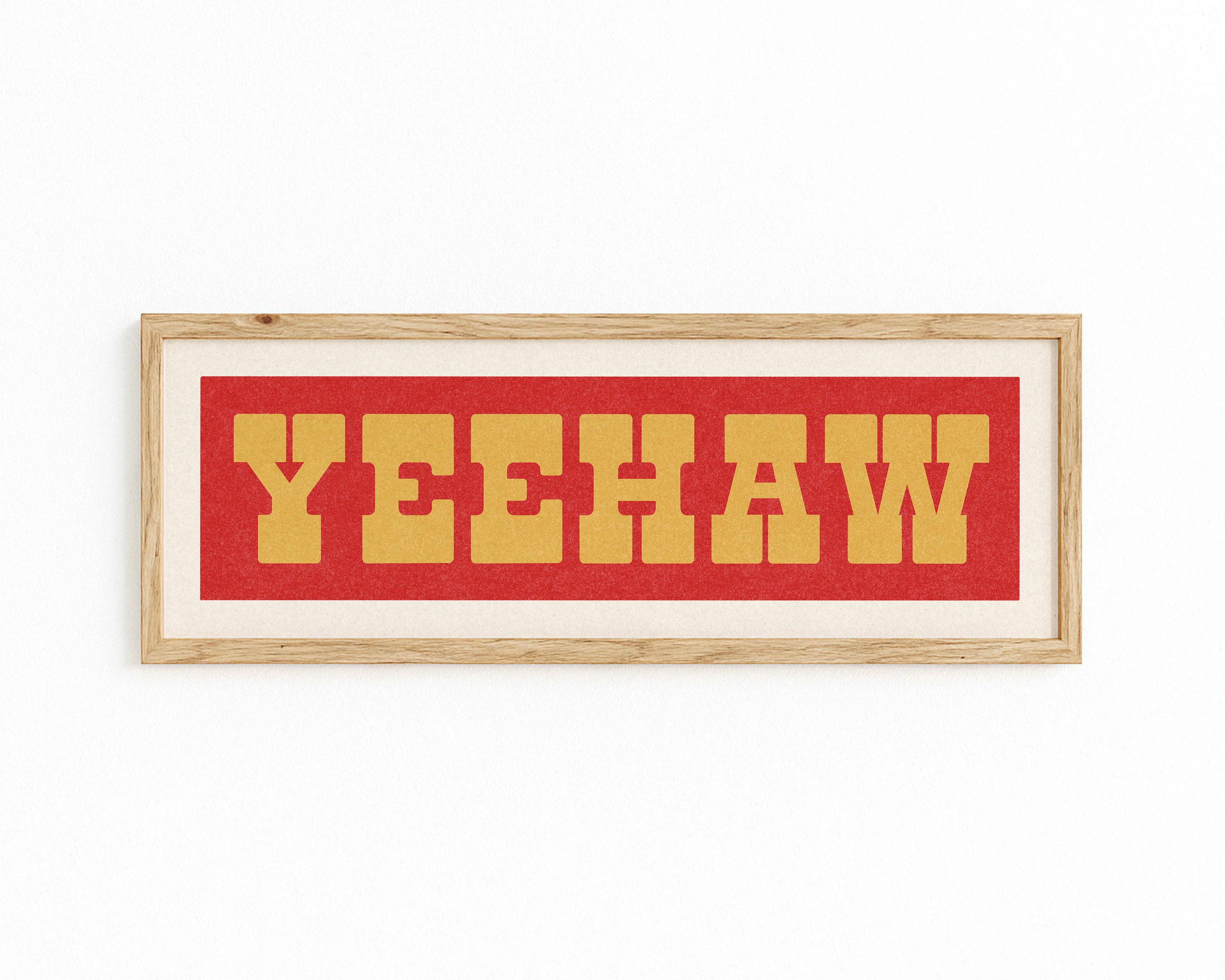 Framed YEEHAW Sign Red & Gold Art Print - Tejas Country Club