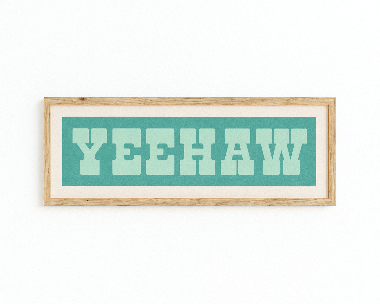 Framed YEEHAW Sign Turquoise & Mint Art Print