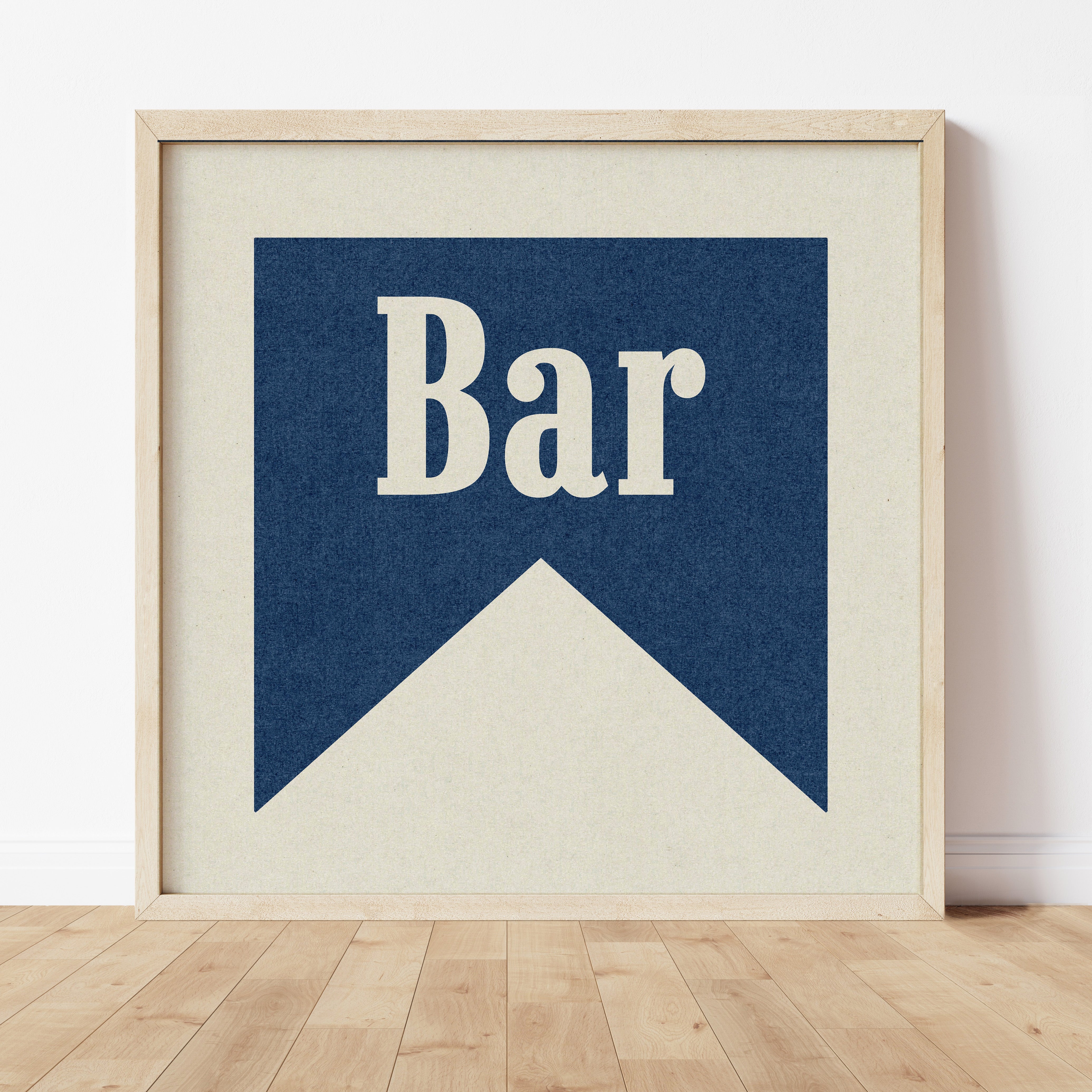 Bar Navy Banner Tab Typography Square Art Print - Tejas Country Club
