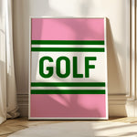 Golf Striped Green and Pink Art Print - Tejas Country Club