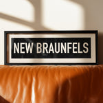 Framed New Braunfels Bus Scroll Sign - Tejas Country Club