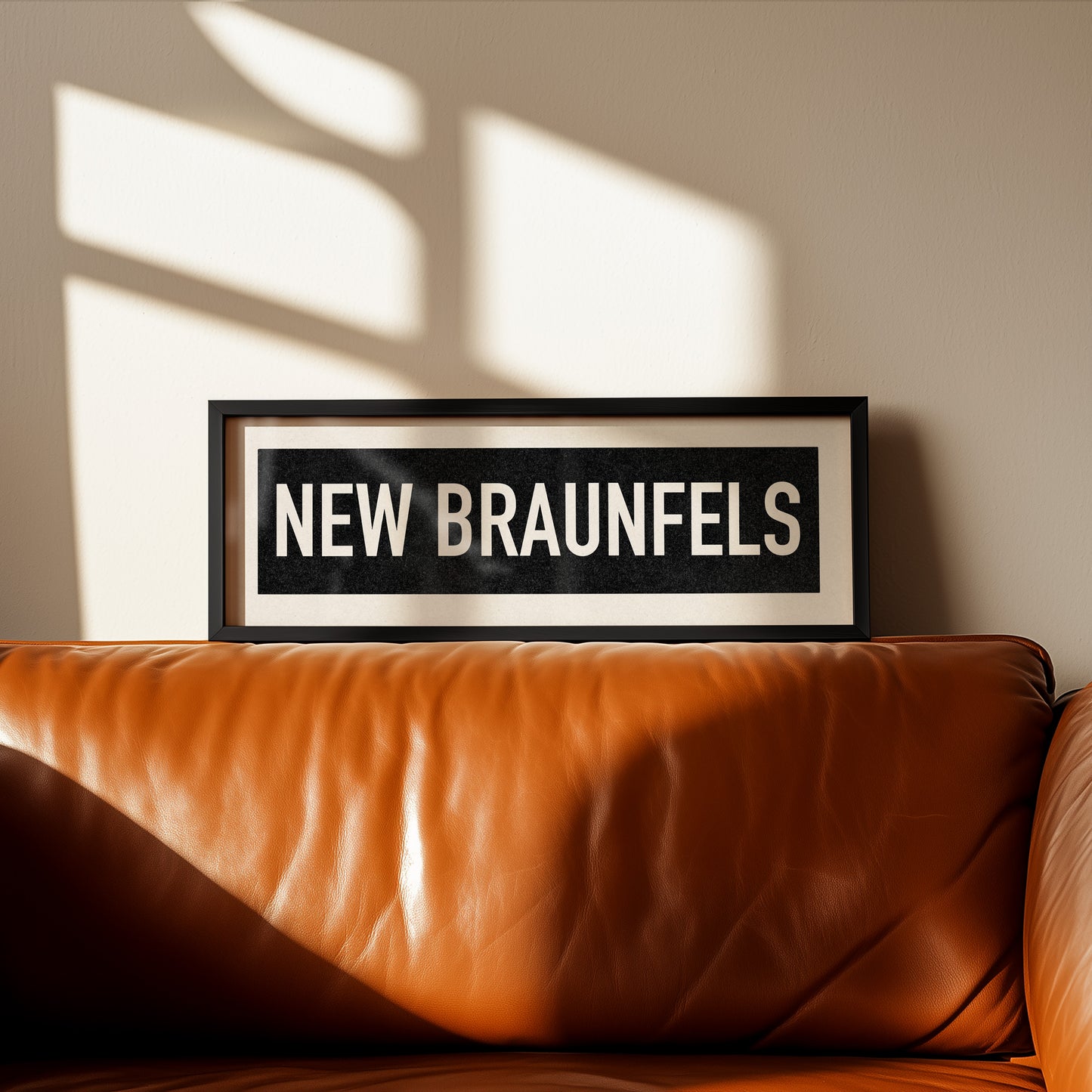 Framed New Braunfels Bus Scroll Sign - Tejas Country Club