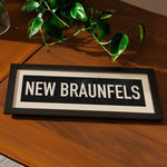 Framed New Braunfels Bus Scroll Sign - Tejas Country Club