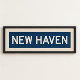 Framed New Haven Blue and White Bus Scroll - Tejas Country Club