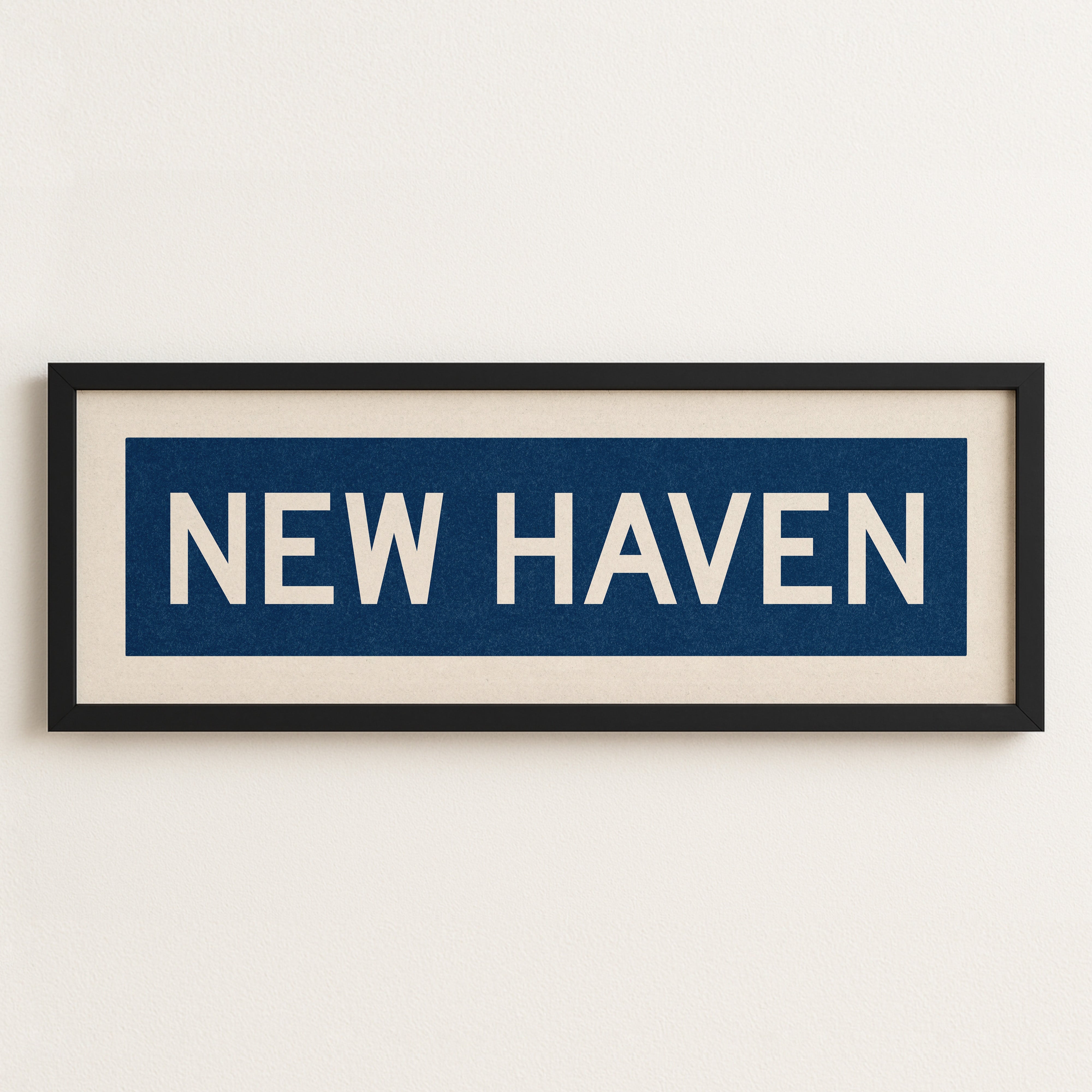 Framed New Haven Blue and White Bus Scroll - Tejas Country Club