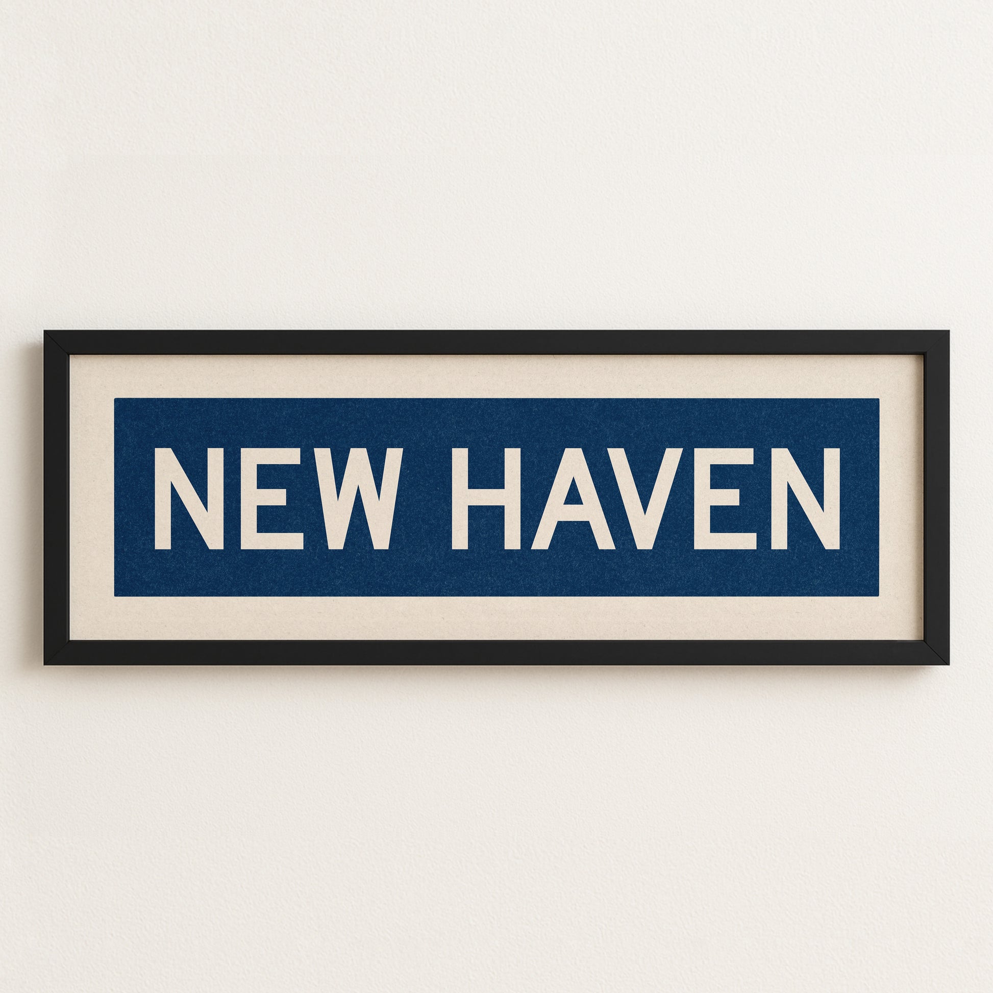 Framed New Haven Blue and White Bus Scroll - Tejas Country Club