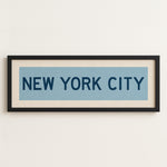 Framed New York City Columbia Blue and Navy Bus Scroll - Tejas Country Club