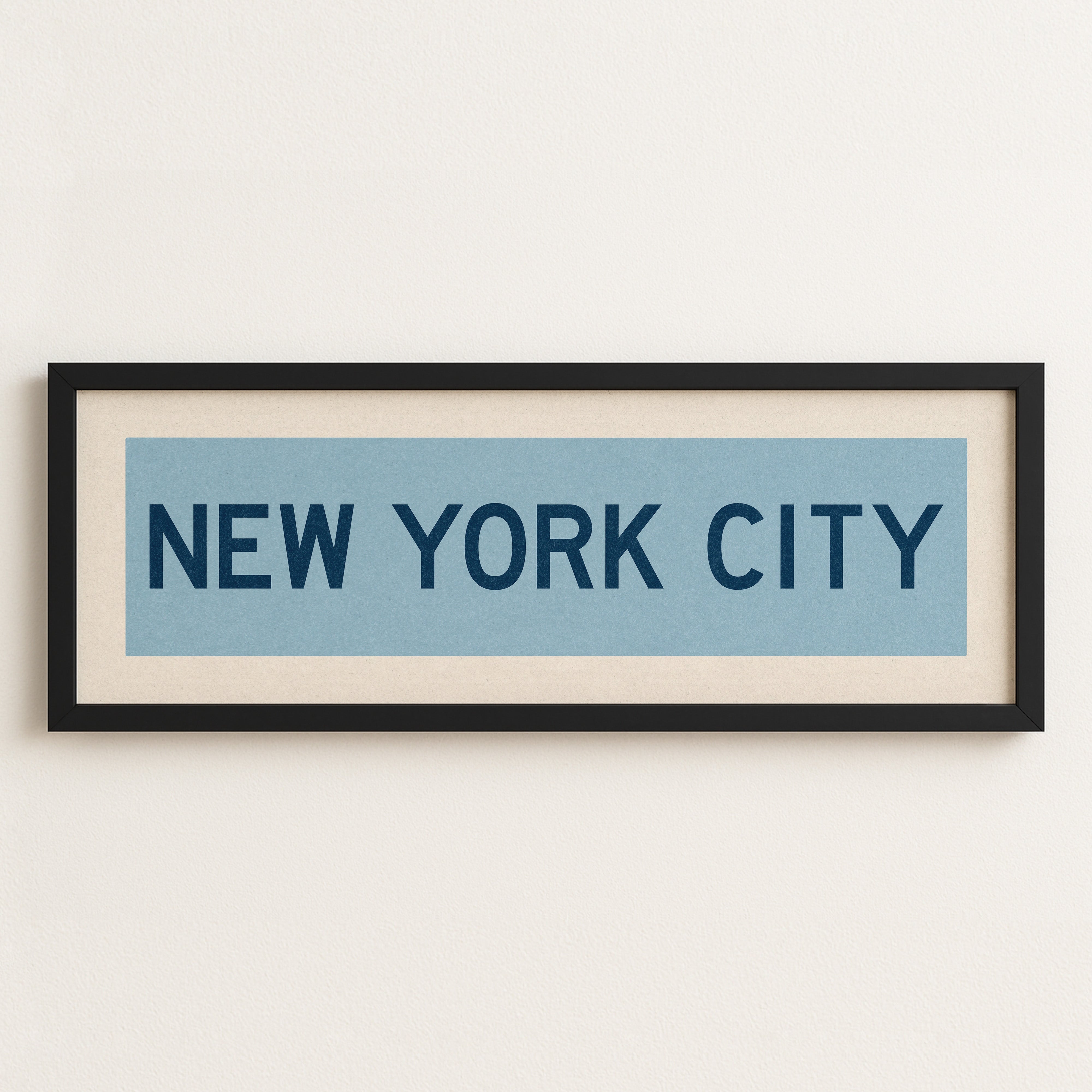 Framed New York City Columbia Blue and Navy Bus Scroll - Tejas Country Club