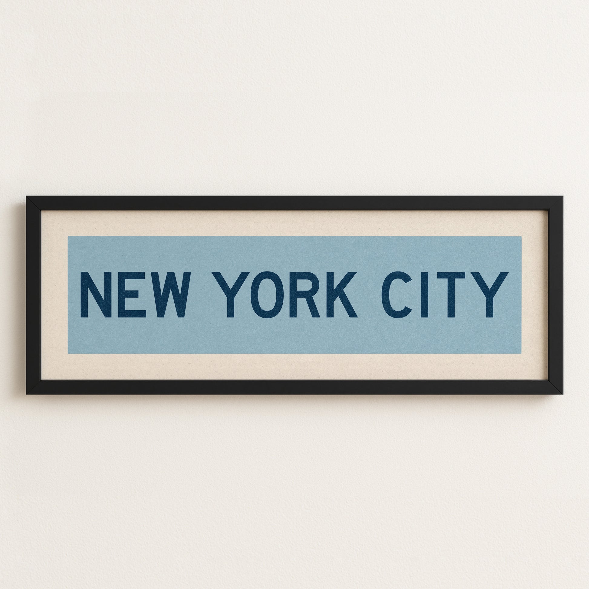 Framed New York City Columbia Blue and Navy Bus Scroll - Tejas Country Club