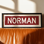 Framed Norman Crimson Bus Scroll - Tejas Country Club