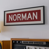 Framed Norman Crimson Bus Scroll - Tejas Country Club