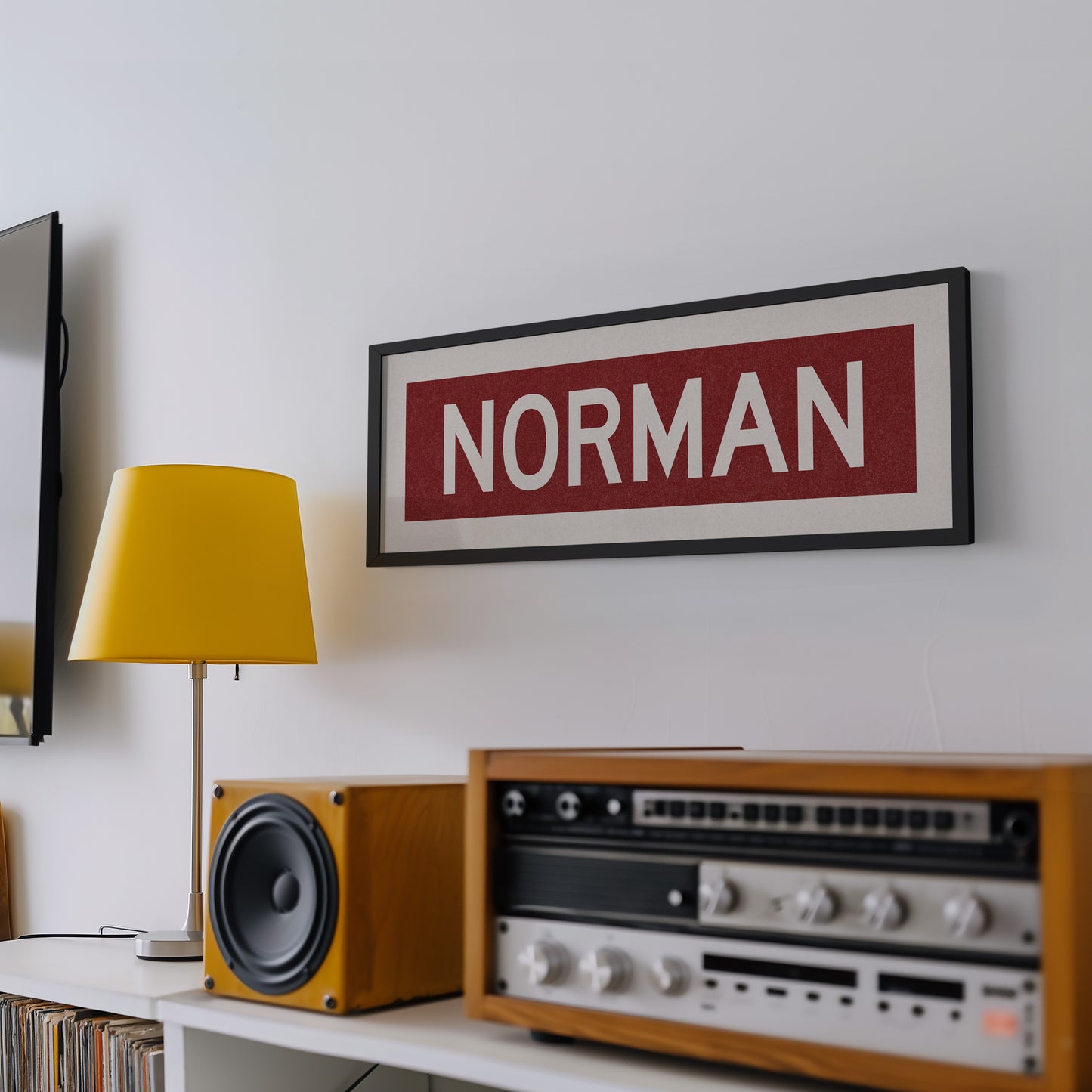 Framed Norman Crimson Bus Scroll