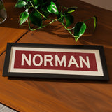 Framed Norman Crimson Bus Scroll - Tejas Country Club