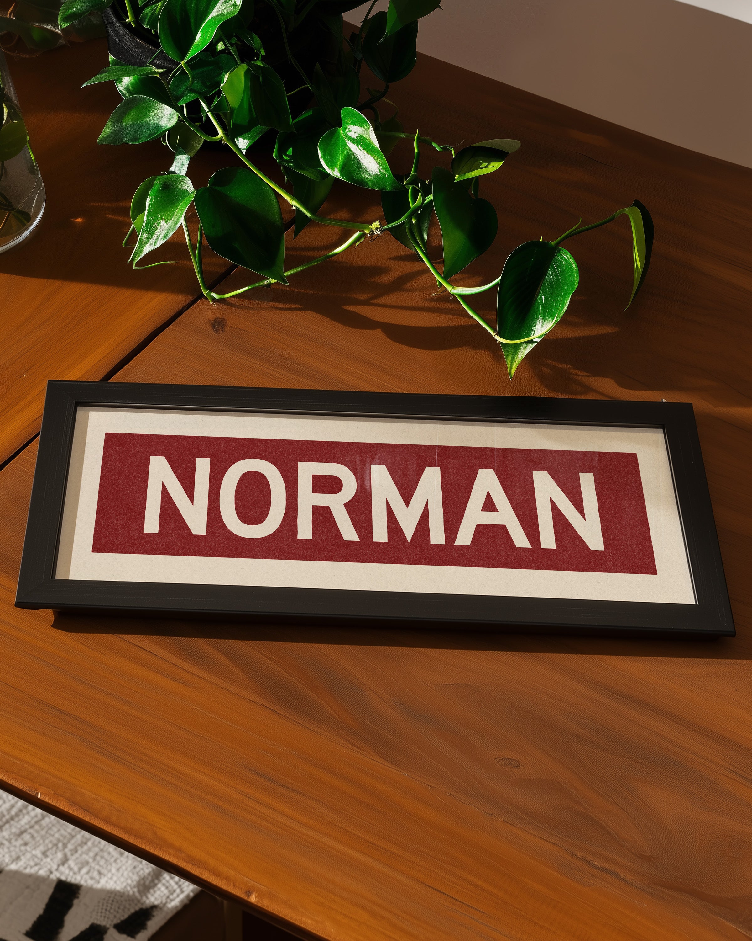 Framed Norman Crimson Bus Scroll - Tejas Country Club